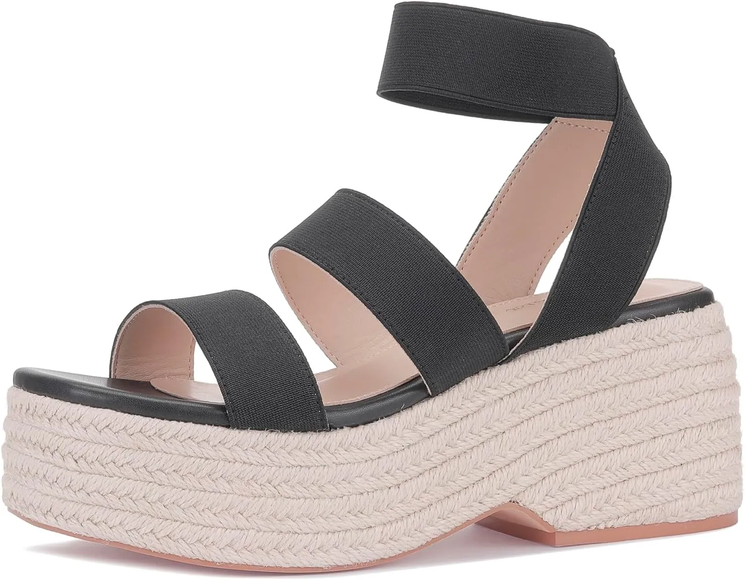 Monrovia Platform Sandals for Women – Elastic Strap Espadrille Wedge Sandals, Comfortable Chunky Heels for Summer Walking, Casual Travel or Beach Outfits