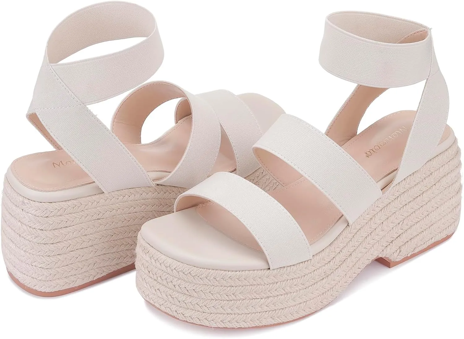 Monrovia Platform Sandals for Women – Elastic Strap Espadrille Wedge Sandals, Comfortable Chunky Heels for Summer Walking, Casual Travel or Beach Outfits