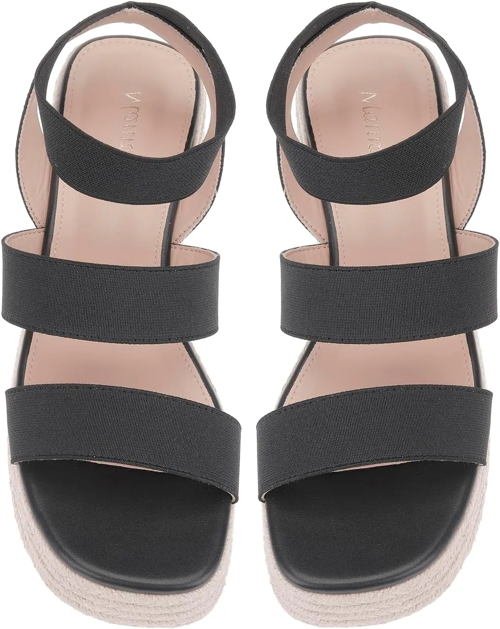 Monrovia Platform Sandals for Women – Elastic Strap Espadrille Wedge Sandals, Comfortable Chunky Heels for Summer Walking, Casual Travel or Beach Outfits