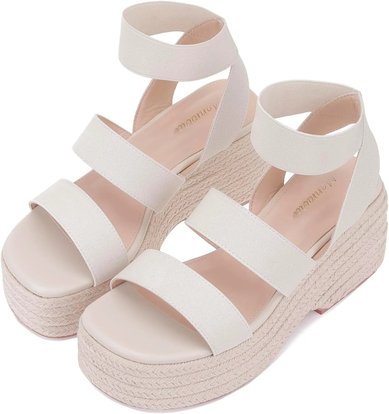 Monrovia Platform Sandals for Women – Elastic Strap Espadrille Wedge Sandals, Comfortable Chunky Heels for Summer Walking, Casual Travel or Beach Outfits