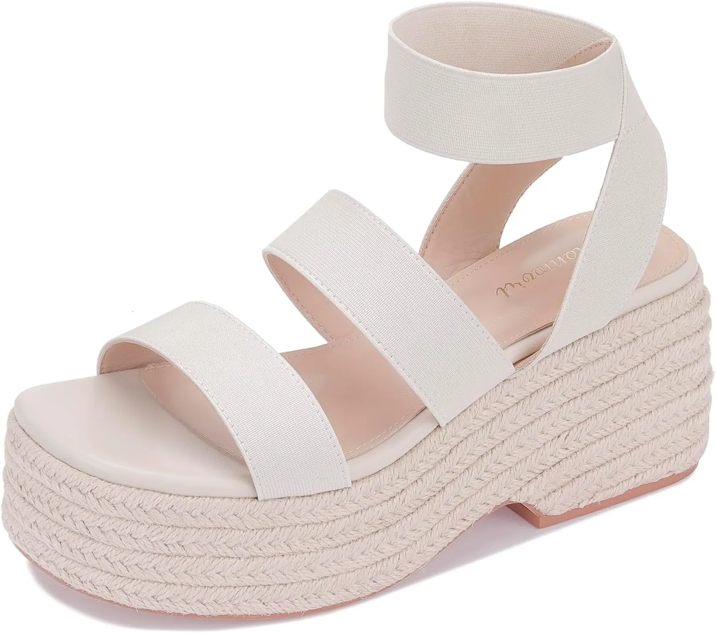 Monrovia Platform Sandals for Women – Elastic Strap Espadrille Wedge Sandals, Comfortable Chunky Heels for Summer Walking, Casual Travel or Beach Outfits