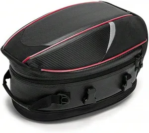 Motorcycle Tail Bag for Benelli TRK 502 X 502X, Large Capacity Water-Resistant Wear-Resistant Motorcycle Helmet Bag, Expandable Rear Seat Storage Luggage Backpack,A Red Black