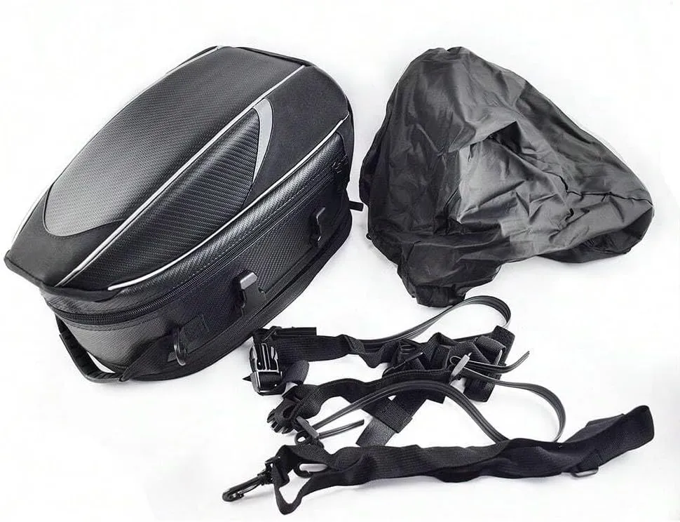 Motorcycle Tail Bag for Peugeot Sum Up 2008-2010, Large Capacity Water-Resistant Wear-Resistant Motorcycle Helmet Bag, Expandable Rear Seat Storage Luggage Backpack,A Red Black