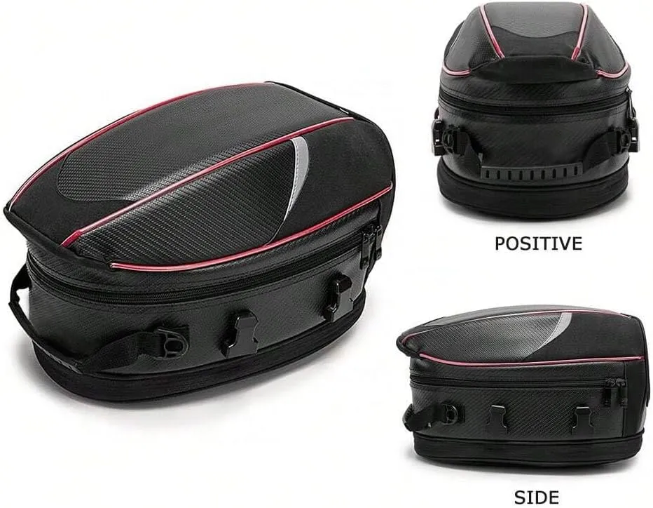 Motorcycle Tail Bag for Triumph Speed Triple 1994-2024, Large Capacity Water-Resistant Wear-Resistant Motorcycle Helmet Bag, Expandable Rear Seat Storage Luggage Backpack,B White Black