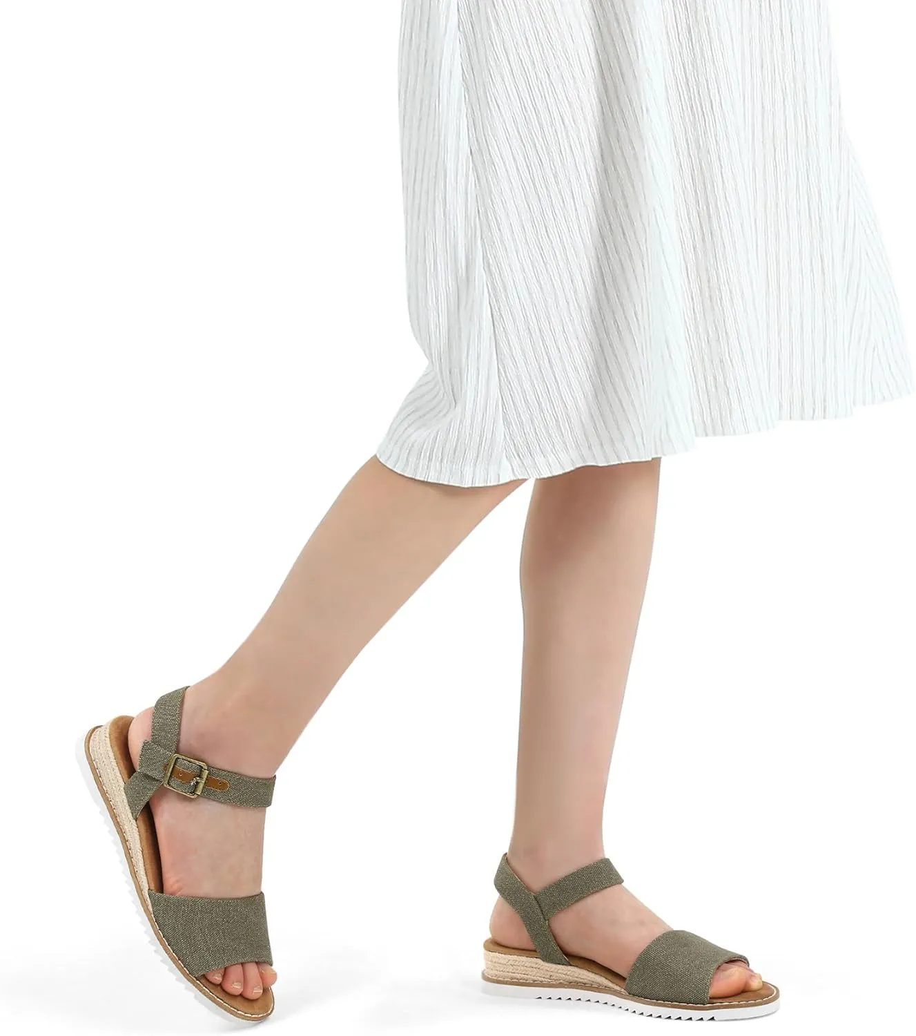 mysoft Women's Comfortable Wedge Sandals Casual Espadrilles Ankle Strap Open Toe Walking Summer Shoes