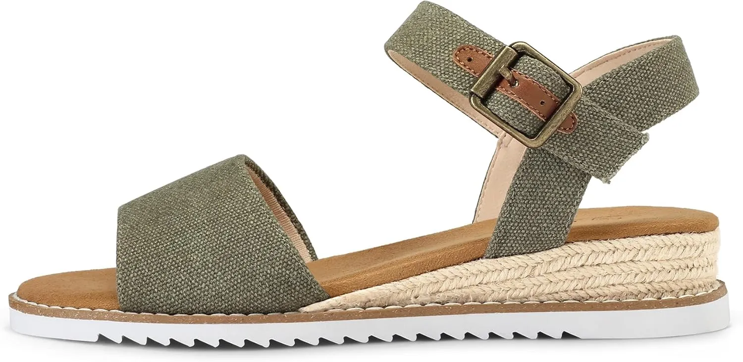 mysoft Women's Comfortable Wedge Sandals Casual Espadrilles Ankle Strap Open Toe Walking Summer Shoes