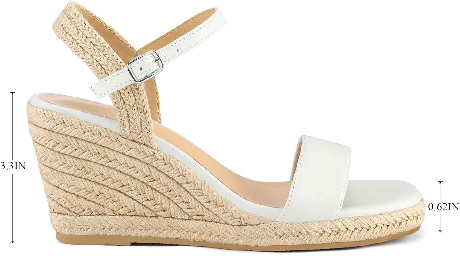mysoft Women's Platform Espadrille Wedge Sandals Square Open Toe Ankle Strap Buckle Casual Summer Dressy Sandals