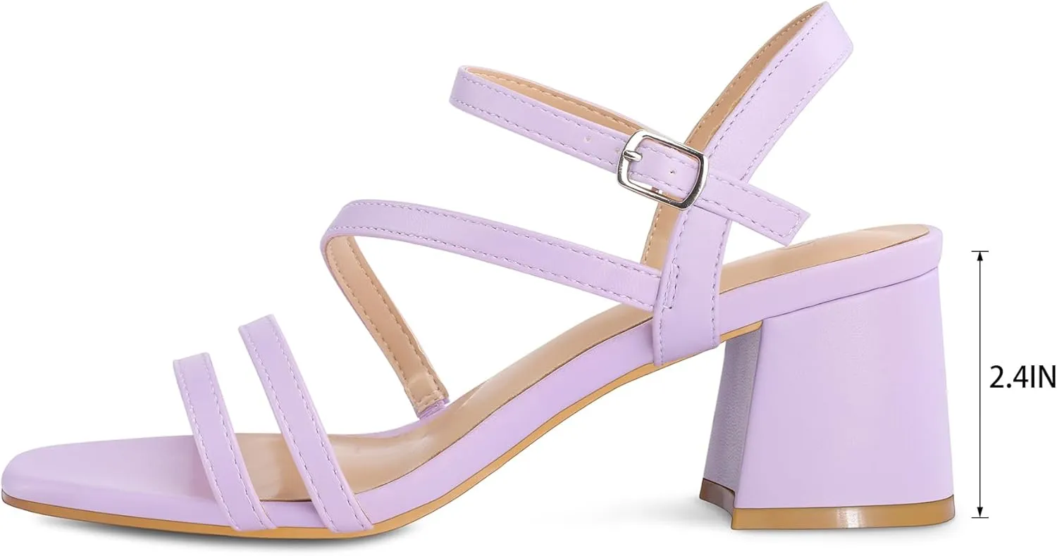 mysoft Women's Strappy Low Chunky Block Heel Sandals Open Toe Dress Shoes