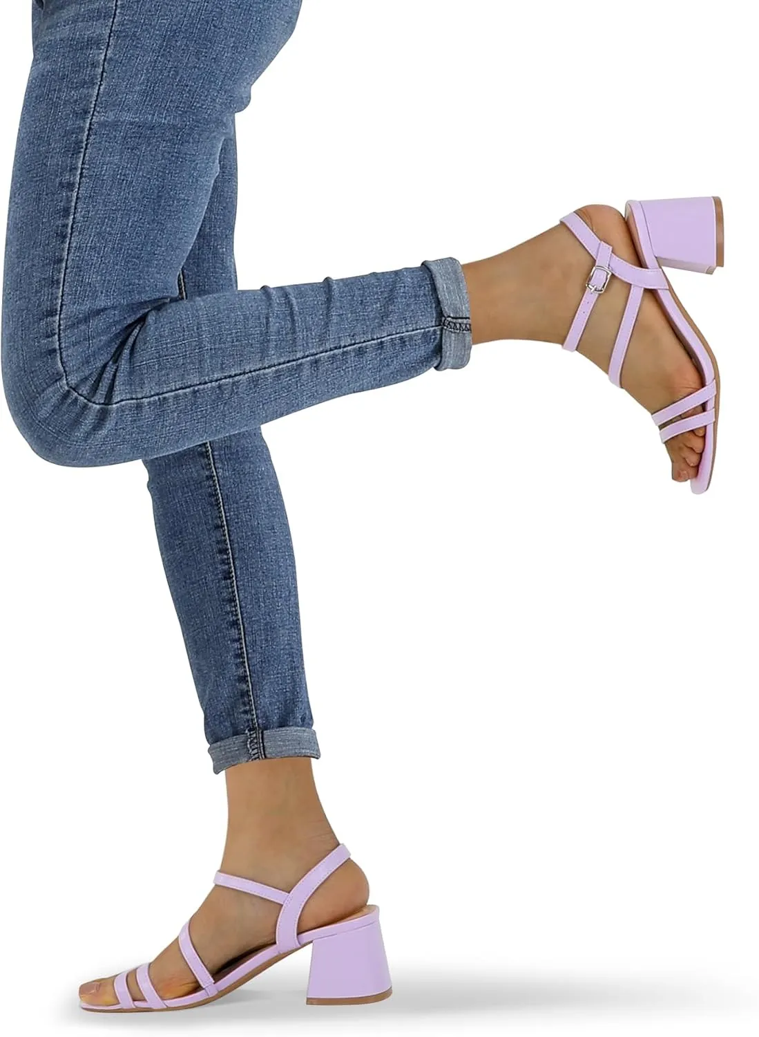 mysoft Women's Strappy Low Chunky Block Heel Sandals Open Toe Dress Shoes