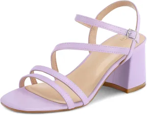 mysoft Women's Strappy Low Chunky Block Heel Sandals Open Toe Dress Shoes