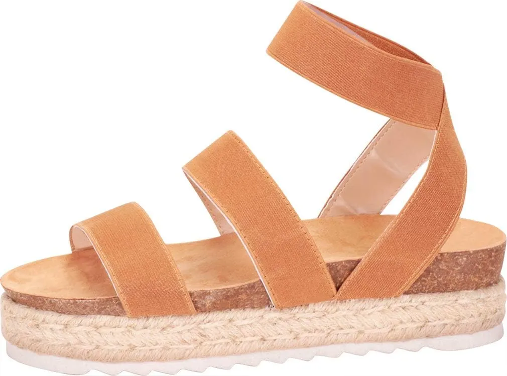 Nature Breeze Women's Casual Summer/Spring Open Toe Espadrille Wedge Sandals
