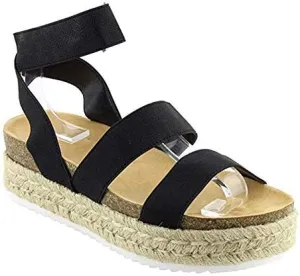 Nature Breeze Women's Casual Summer/Spring Open Toe Espadrille Wedge Sandals