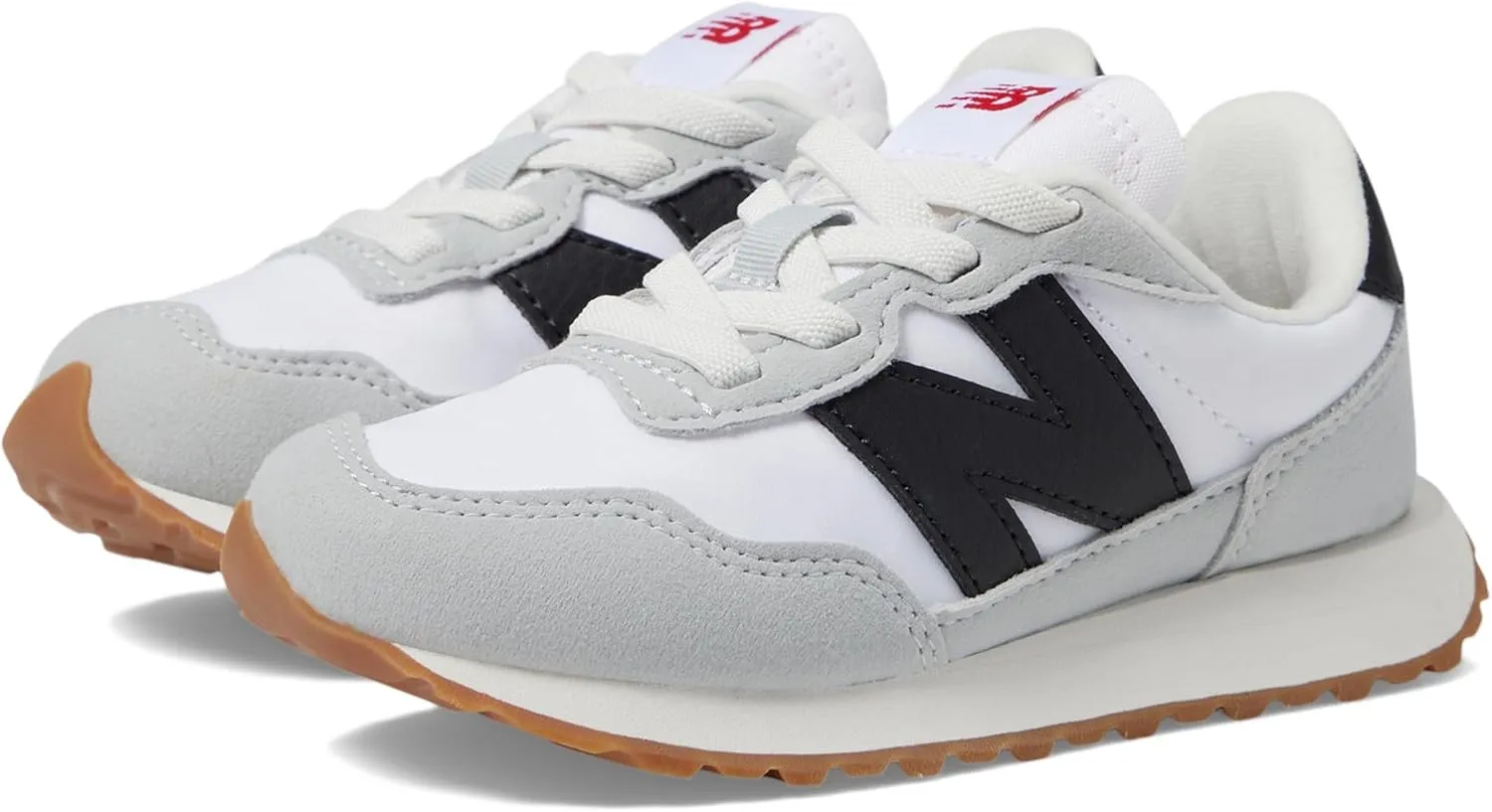 New Balance Kids 237 Bungee Sneaker, WHITE/BLACK, 2 M Little Kid (4-8 Years)