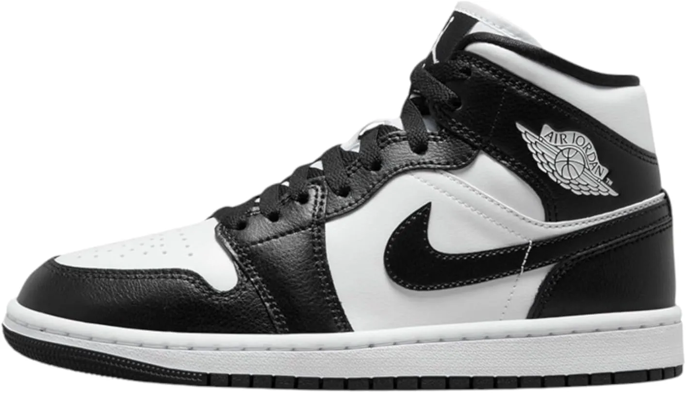 NIKE Women's Air Jordan 1 Sneaker, White Black Panda Mid, 7