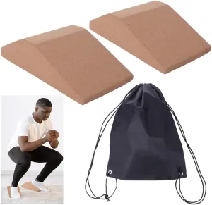 Non-Slip Cork Squat Wedge Blocks with Carry Bag, Slant Squat Calf Stretchers for Home, Gym, Office Use