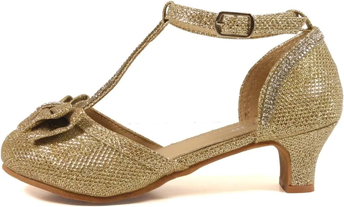 Nova Utopia Toddler Little Girls Low Medium Heel Dress Sandal Flower Girl Shoes (size 9-4)