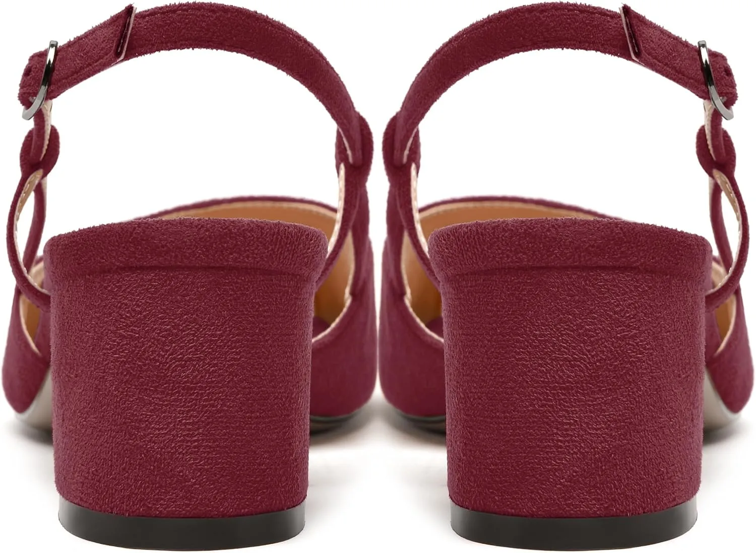NUMALEO Womens Party Suede Buckle Comfortable Slingback Peep Toe Sexy Chunky Low Heel Pumps Shoes 2 Inch