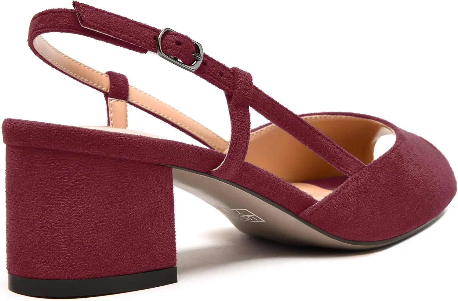 NUMALEO Womens Party Suede Buckle Comfortable Slingback Peep Toe Sexy Chunky Low Heel Pumps Shoes 2 Inch