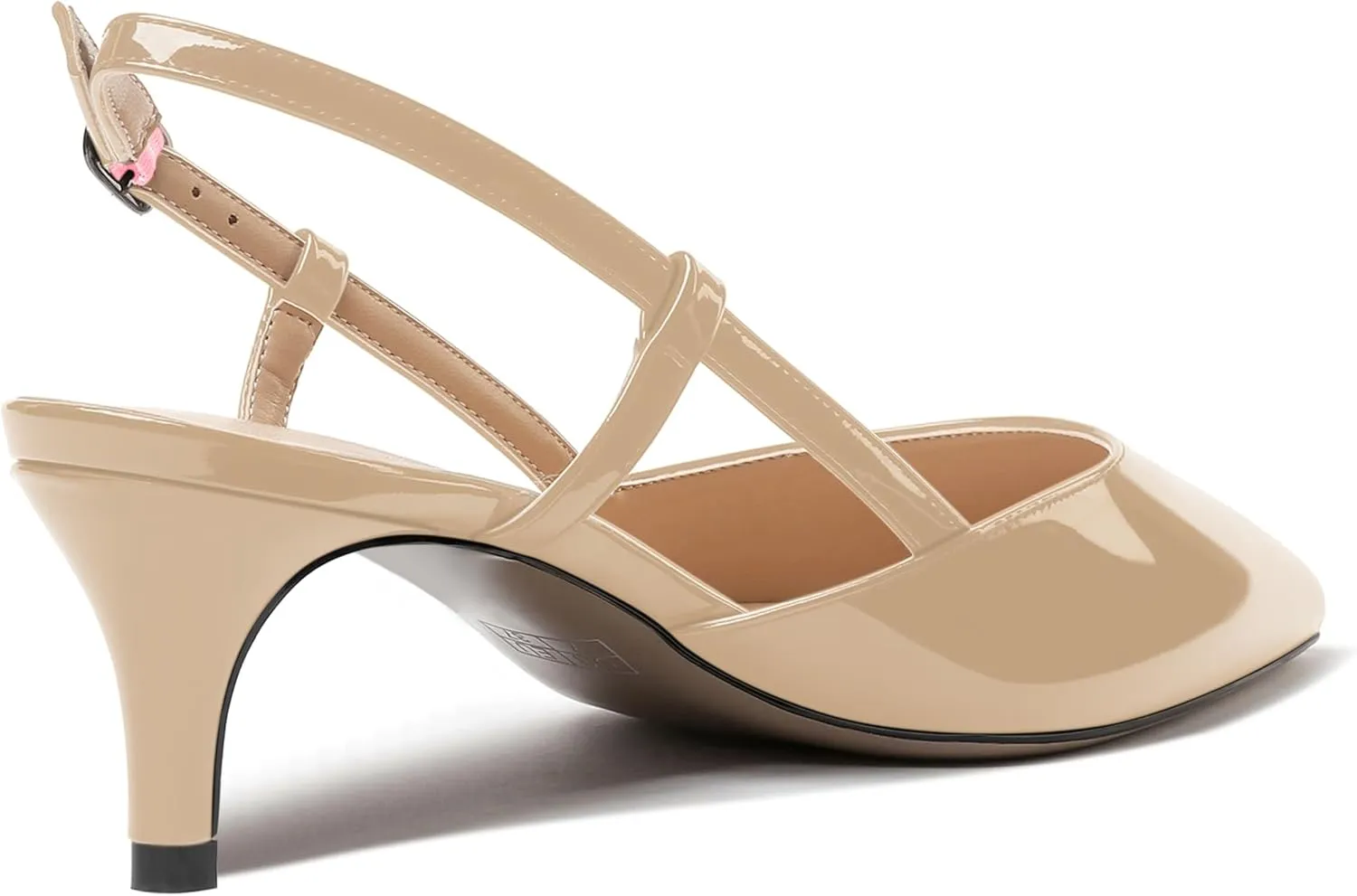 NUMALEO Womens Pointed Toe Buckle Fashion Patent Wedding Dress Slingback Kitten Low Heel Pumps Shoes 2 Inch