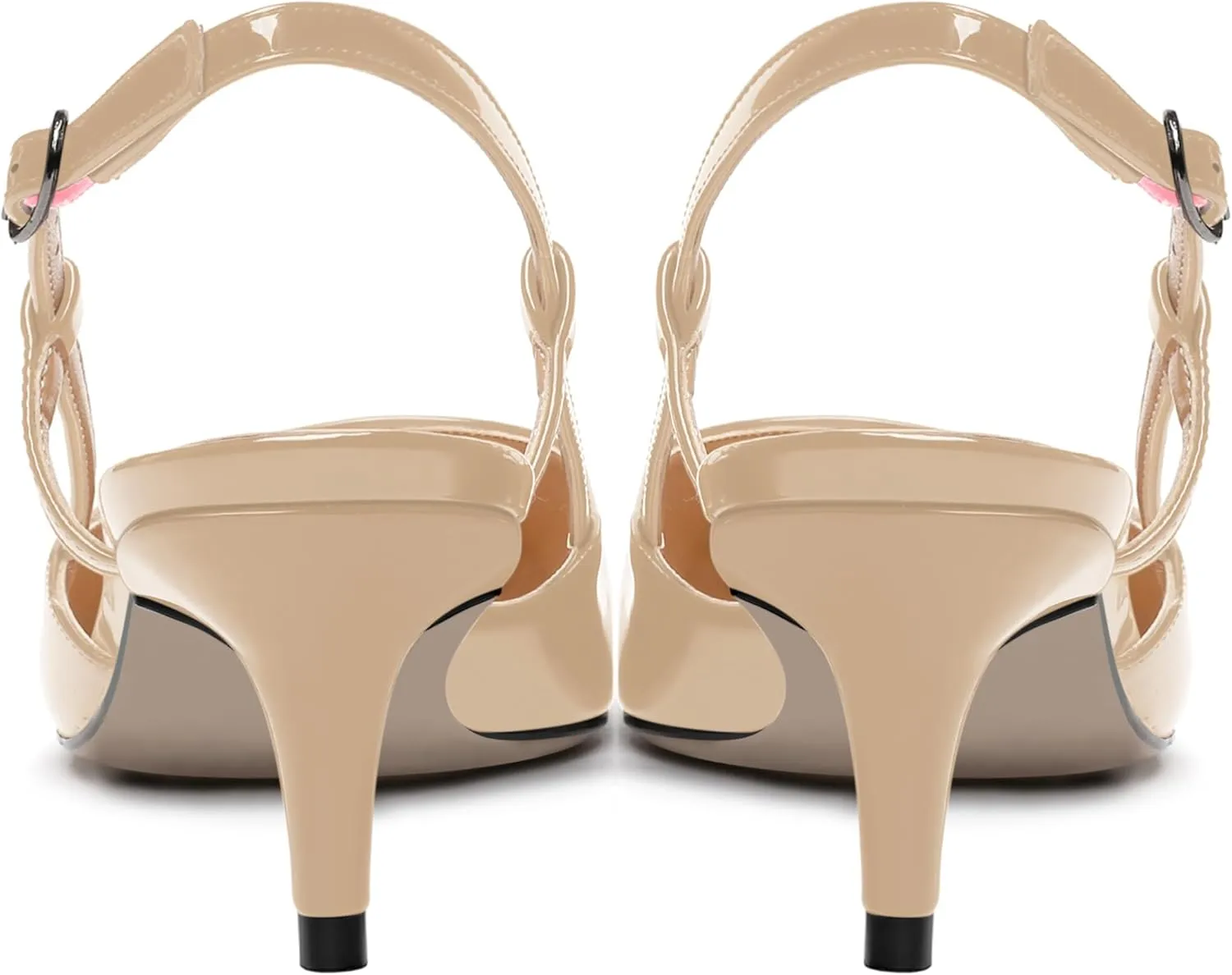NUMALEO Womens Pointed Toe Buckle Fashion Patent Wedding Dress Slingback Kitten Low Heel Pumps Shoes 2 Inch