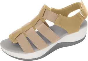 oiangi Comfortable Wedges Sandals for Women Platform Slipper Summer Casual Round Toe Open Toe Straps Hook and Loop Sandals Lightweight Outdoor Shoes