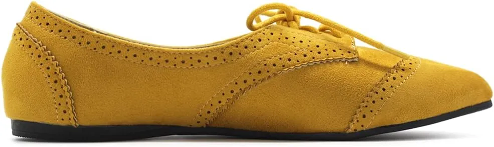 Ollio Womens Ballets Shoes Flats Pointed Toe Oxford 1M1818
