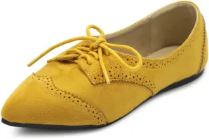 Ollio Womens Ballets Shoes Flats Pointed Toe Oxford 1M1818