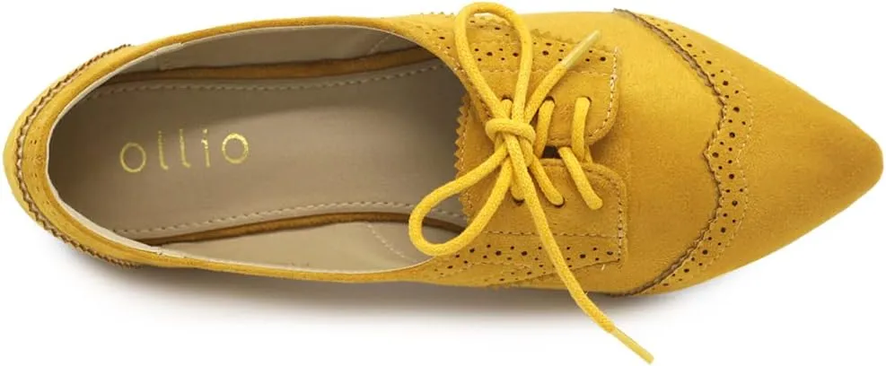 Ollio Womens Ballets Shoes Flats Pointed Toe Oxford 1M1818