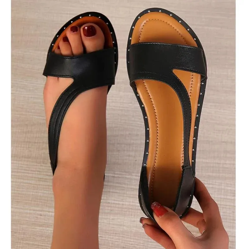 Orthopedic Rivet Open Toe Flat  Sandals