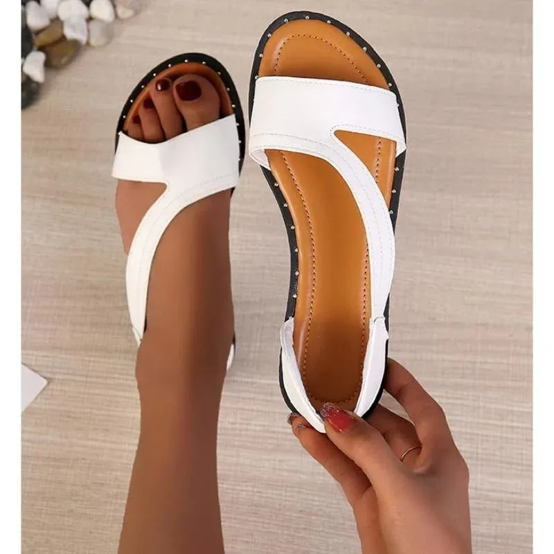 Orthopedic Rivet Open Toe Flat  Sandals
