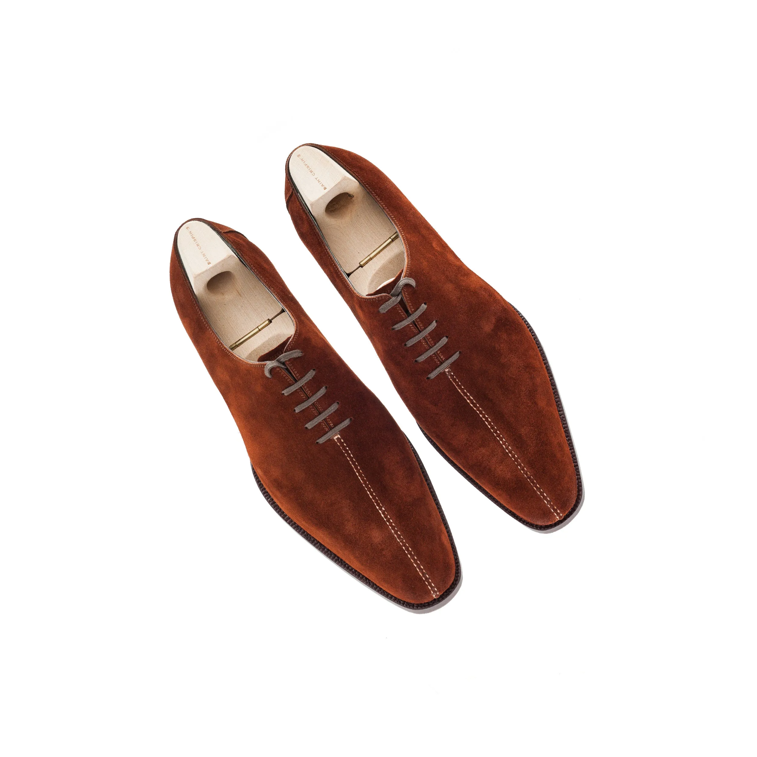 Oxford, center seam in Tabbachho suede Hunting calf leather, green lining