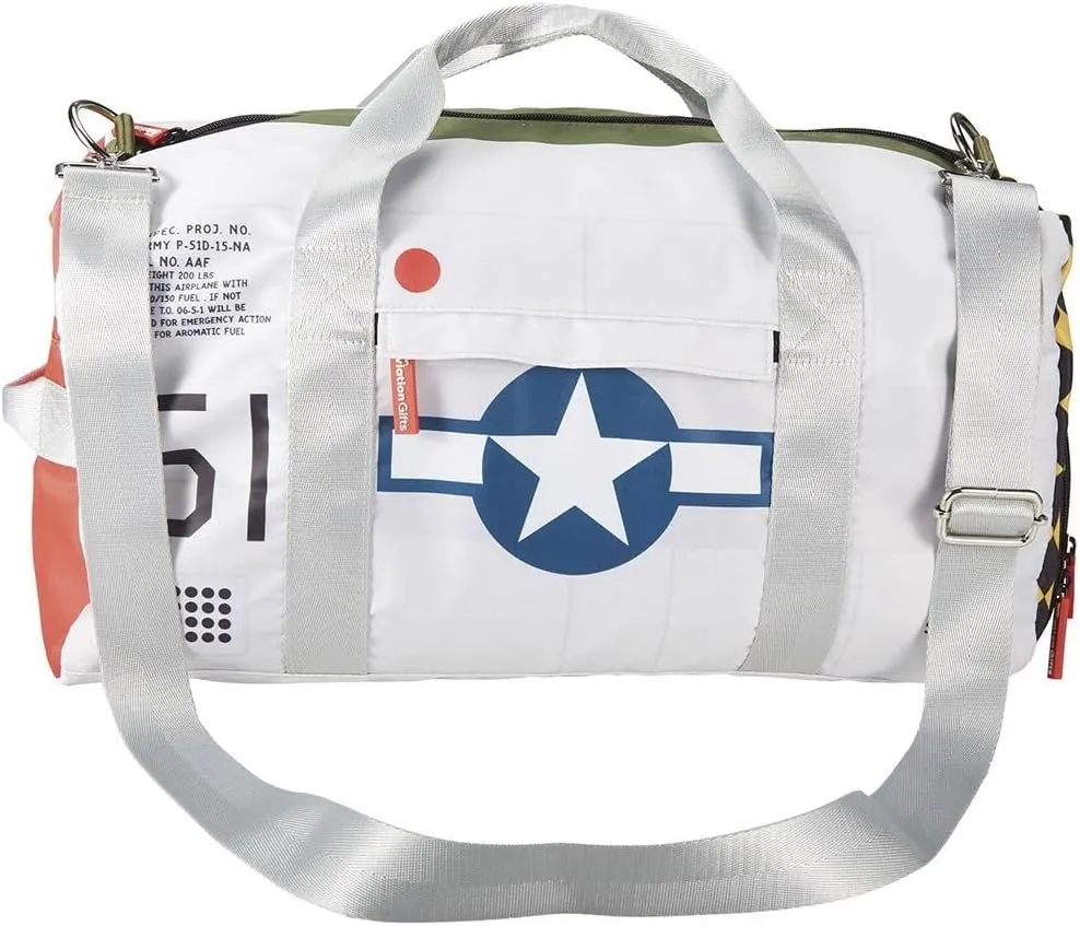 P-51 Mustang All-Purpose Duffel Bag with Handle, Features Multiple External Pockets