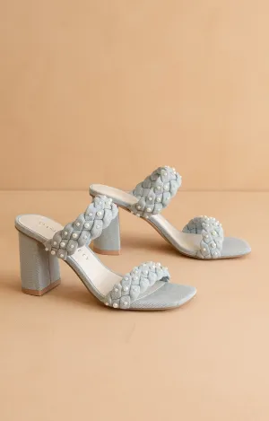 Parisa Braided Pearl Heeled Sandals