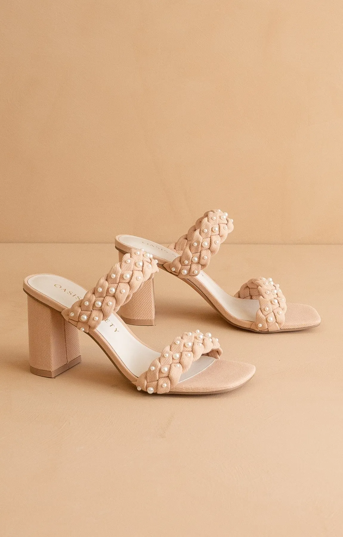 Parisa Braided Pearl Heeled Sandals