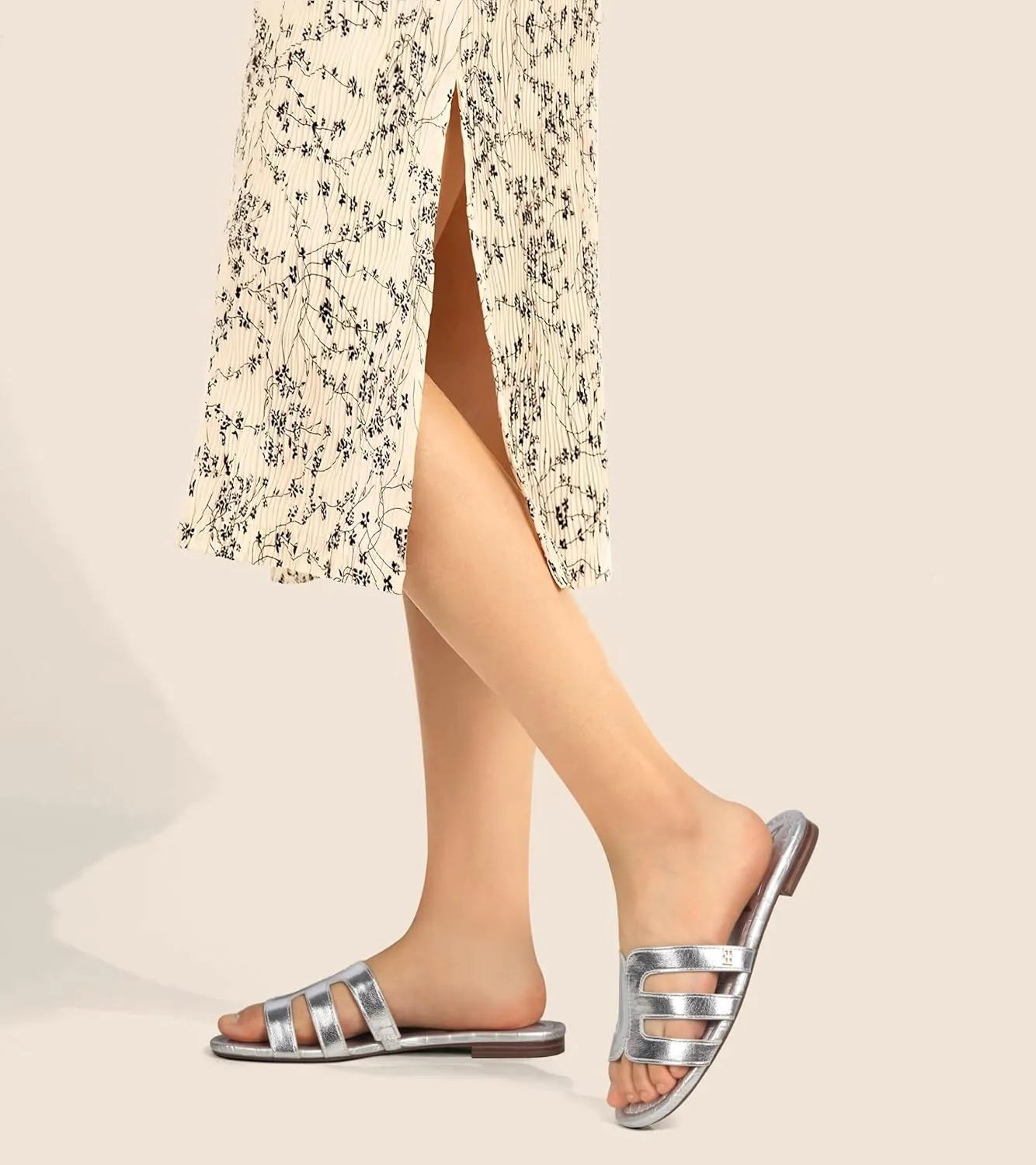 PARTY Women's Slide Sandals - Summer Open Toe H-Band Flat Sandal for Women, Slip On Casual Dressy Beach Ladies Sandal