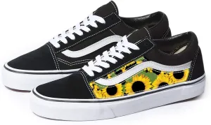 Patch Collection Black Old Skool x Sunflower Pattern Custom Handmade Shoes