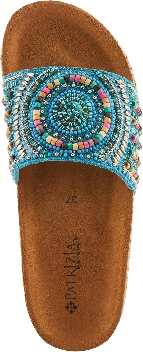 PATRIZIA Women's SWIRLA Multicolor Beaded One-Band Slide Cork Wedge Sandals