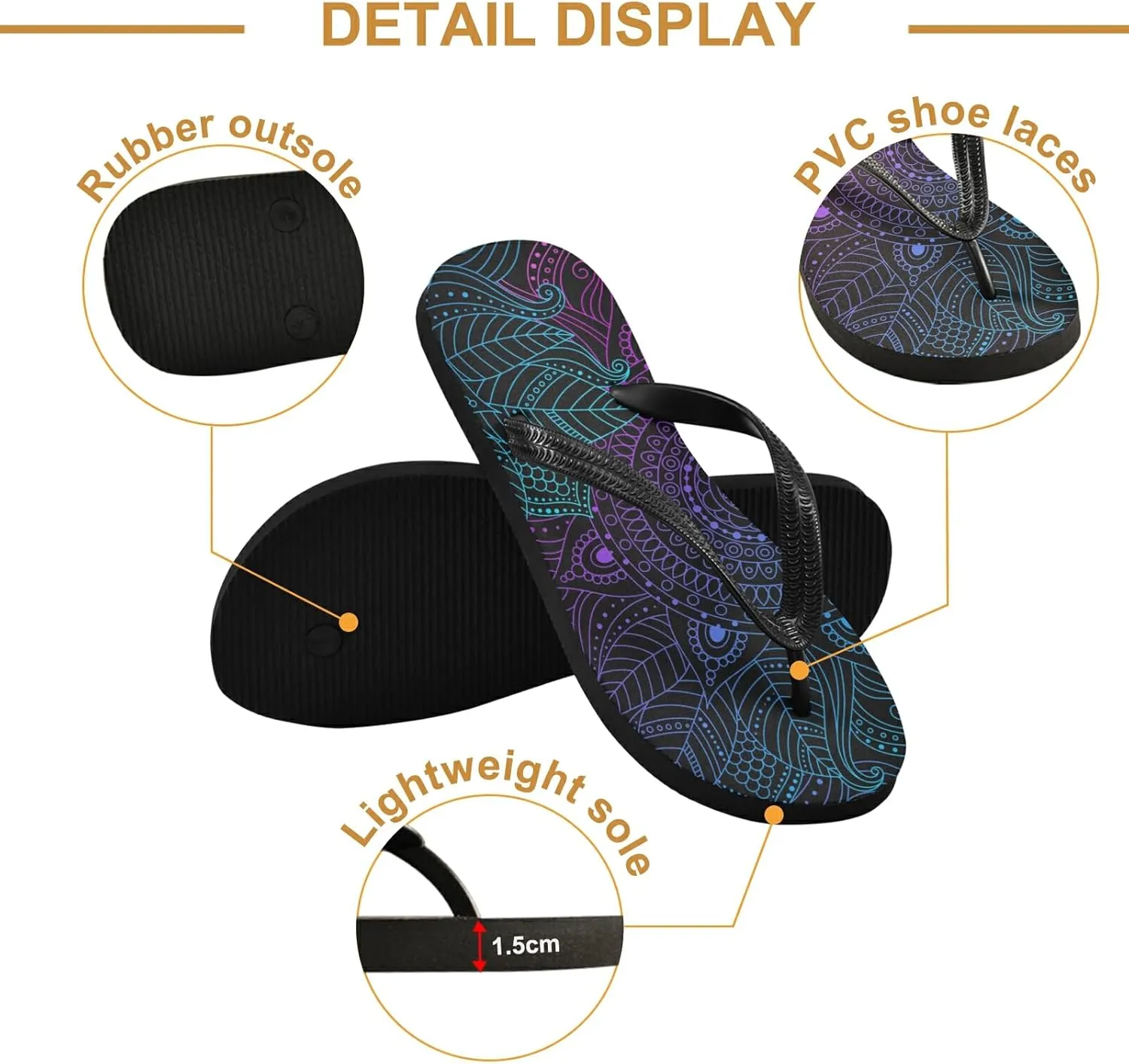 Poeticcity Flip Sandal Men Women Flip Flops for Hotel Spa Home Slippers Bedroom Travel S-XXL