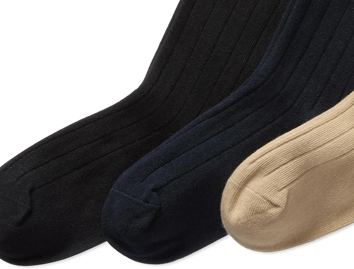 POLO RALPH LAUREN Boys Classic Solid Rib Dress Crew Socks 3 Pair Pack Sustainable Cotton Comfort