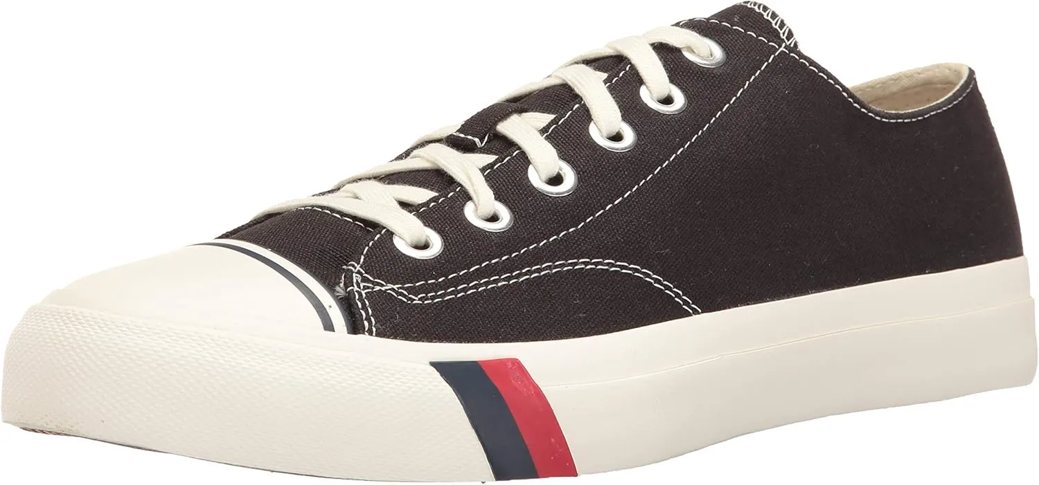 PRO-Keds Men's Royal Lo Lace Up Fashion Sneaker, Black Canvas, 4