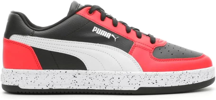 PUMA Men's Caven 2.0 Speckle Sneaker, Black-White-Red, 8 M