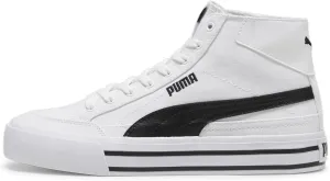 PUMA Men's Court Classic Vulc Mid Shoes, Black-White, 13