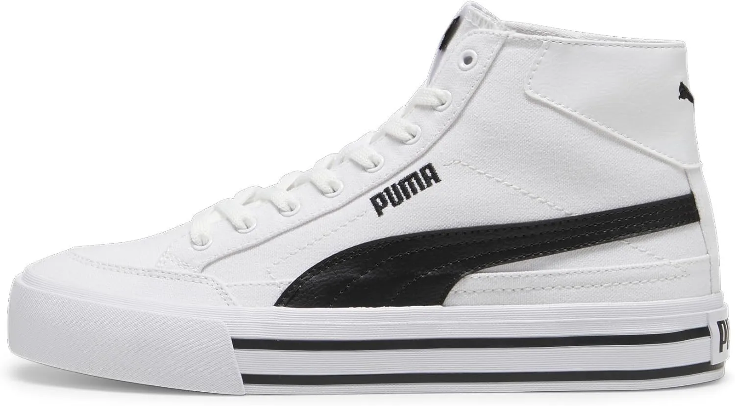 PUMA Men's Court Classic Vulc Mid Shoes, Black-White, 13