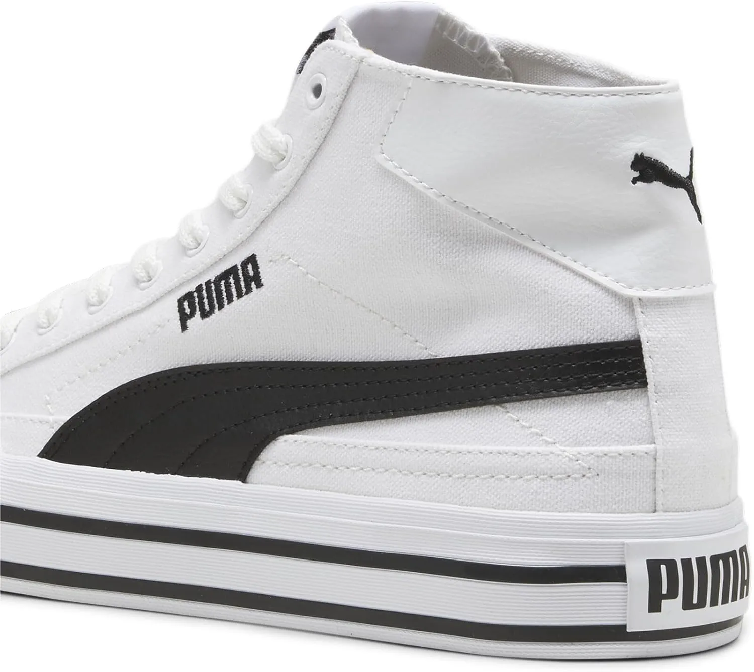 PUMA Men's Court Classic Vulc Mid Shoes, Black-White, 13