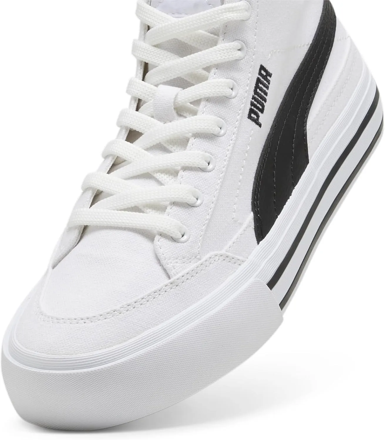 PUMA Men's Court Classic Vulc Mid Shoes, Black-White, 13