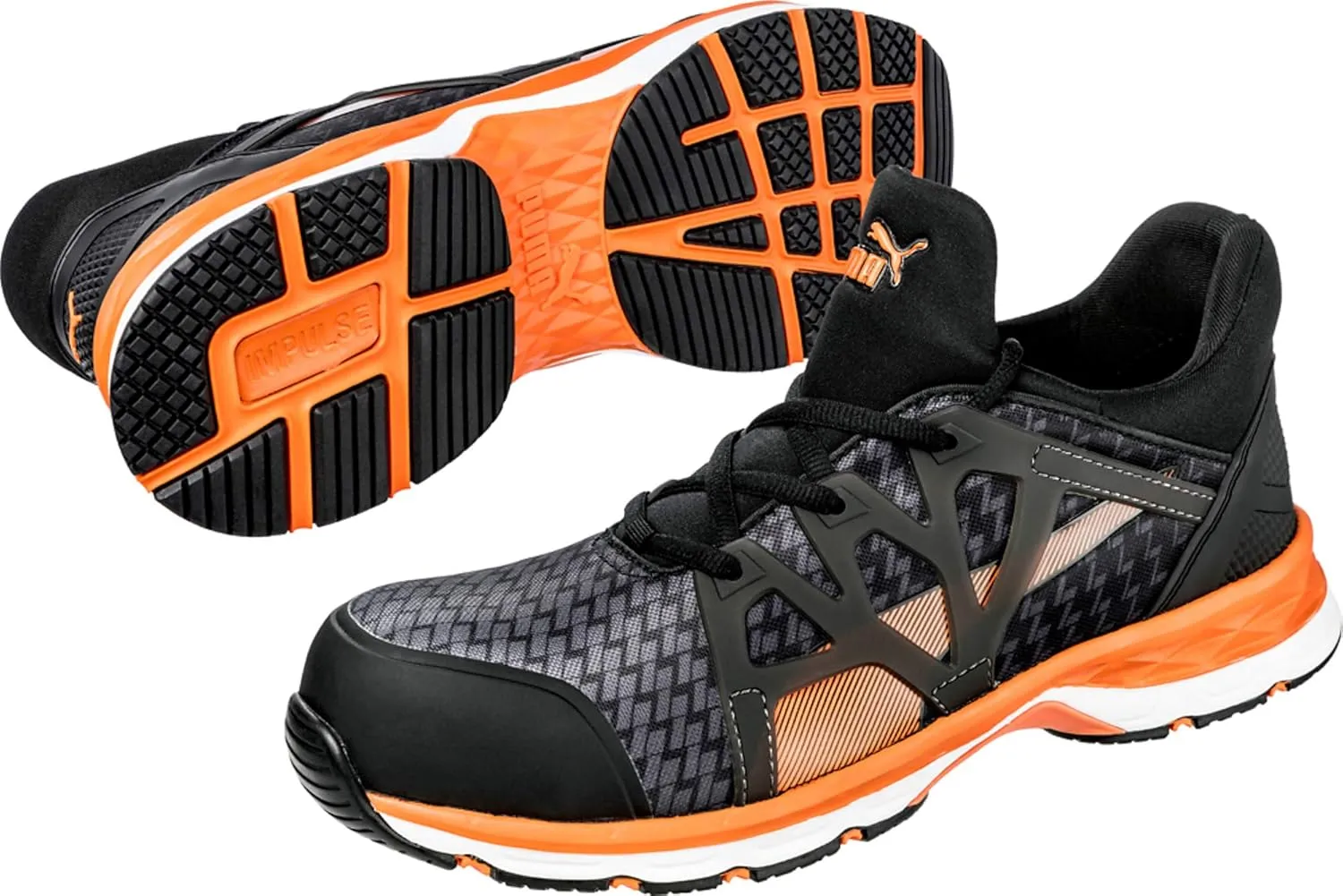 PUMA Men's Rush 20 Mid Sneaker, Black-Orange, 11.5