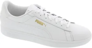 PUMA Men's Smash 3.0 Leather Sneaker White White Gold, 8.5