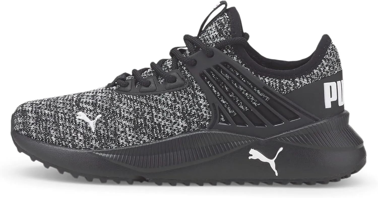 Puma Pacer Future Doubleknit Sneaker, Black Black White, 5.5 US Unisex Big Kid
