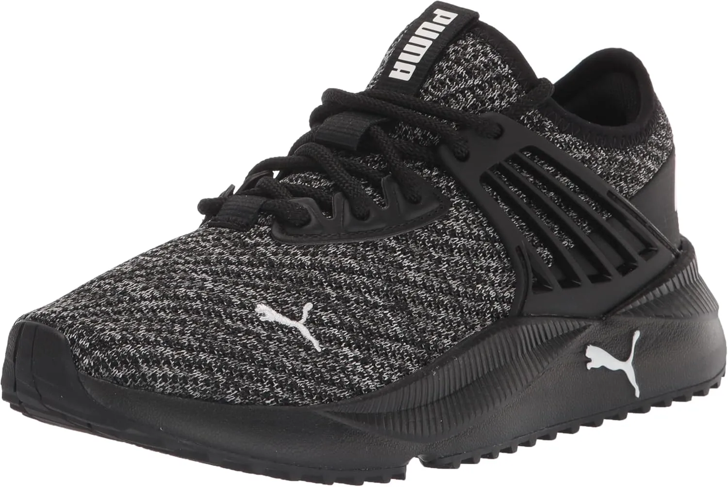 Puma Pacer Future Doubleknit Sneaker, Black Black White, 7 US Unisex Big Kid