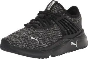 Puma Pacer Future Doubleknit Sneaker, Black Black White, 7 US Unisex Big Kid